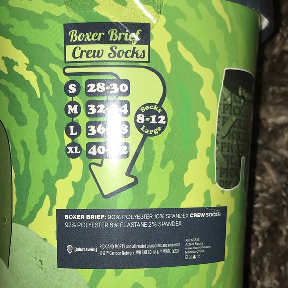 Rick And Morty Warner Brothers Pickle Rick Ice Cream Boxer & Socks Gift Pack NEW - Picture 7 of 8